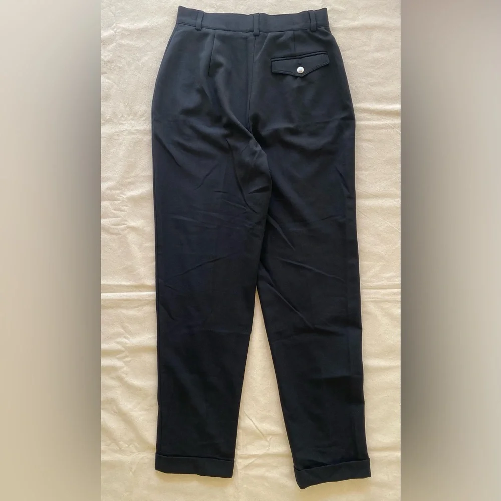 Escada Sport Vintage 90s Womens Black Pleated Cuffed Trouser Style Pant  38 - Picture 3 of 9